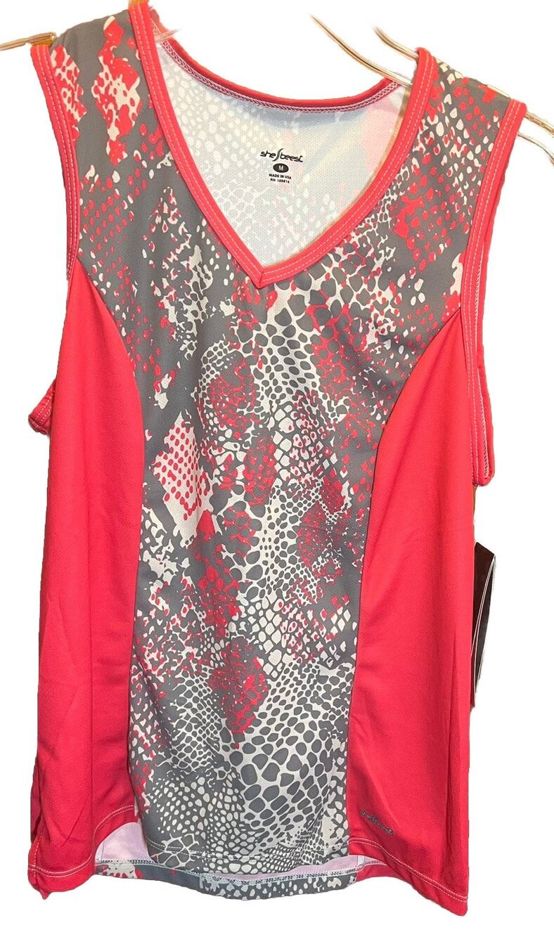 Shebeest Women's Easy V Python Watermelon Sleeveless Cycling Jersey -2x